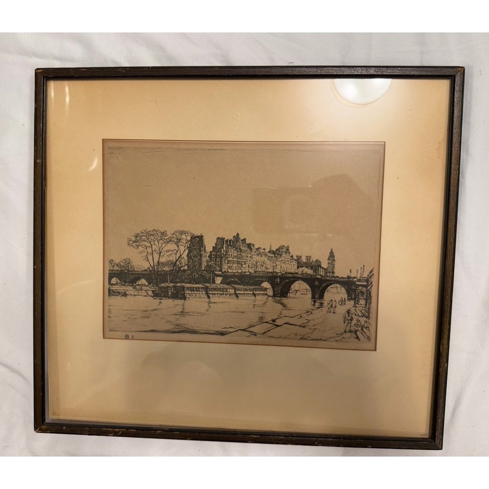 PONT NEUF NOTRE DAME PARIS FRANCE HENRY RUSHBURY Etching Lle De La City Paris